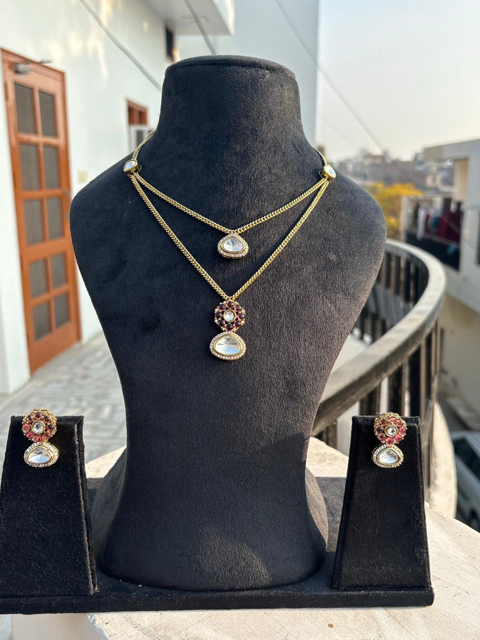 Ruby Charm Layered Pendant Set