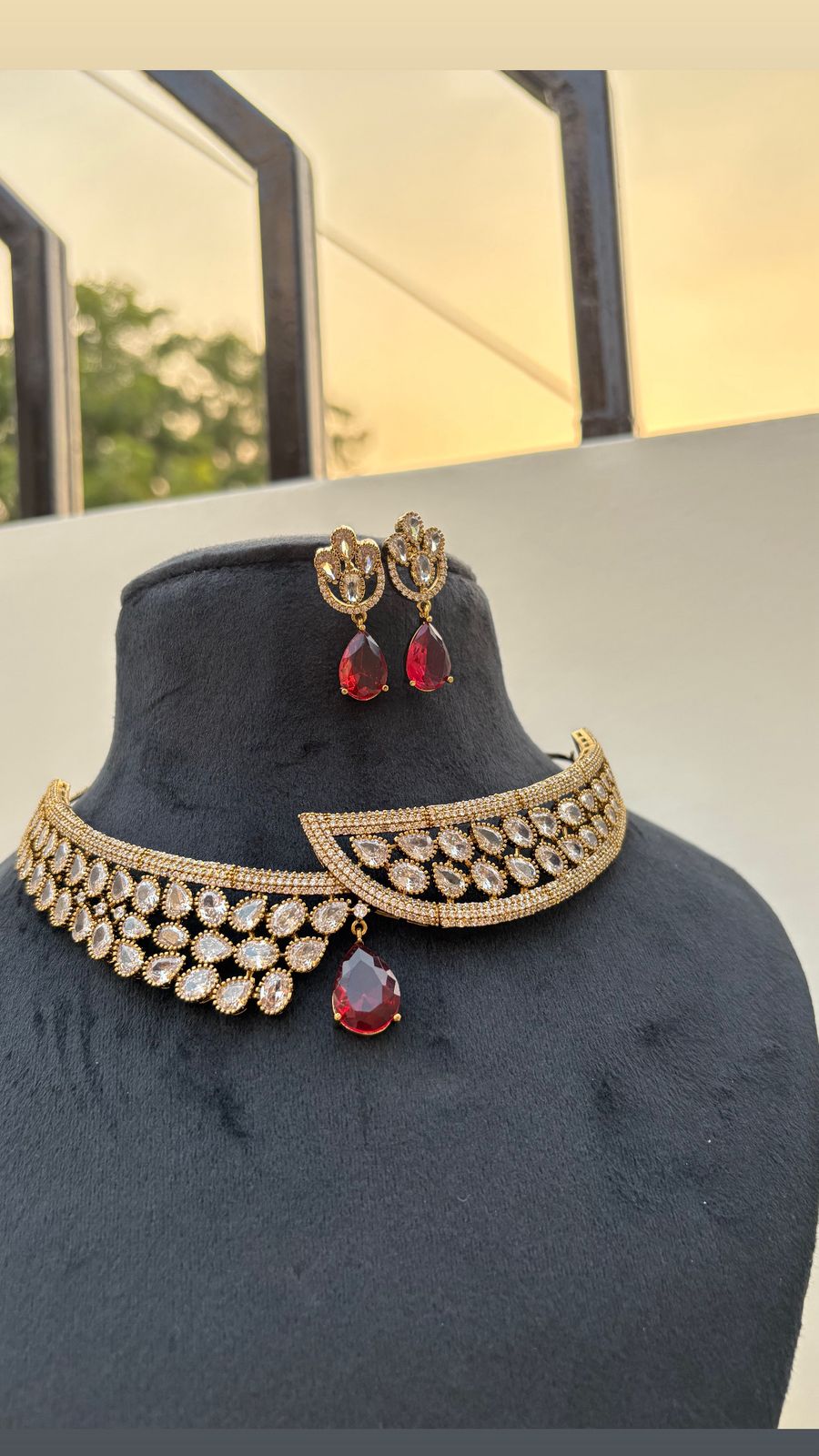Crimson Drop Kundan Choker Set
