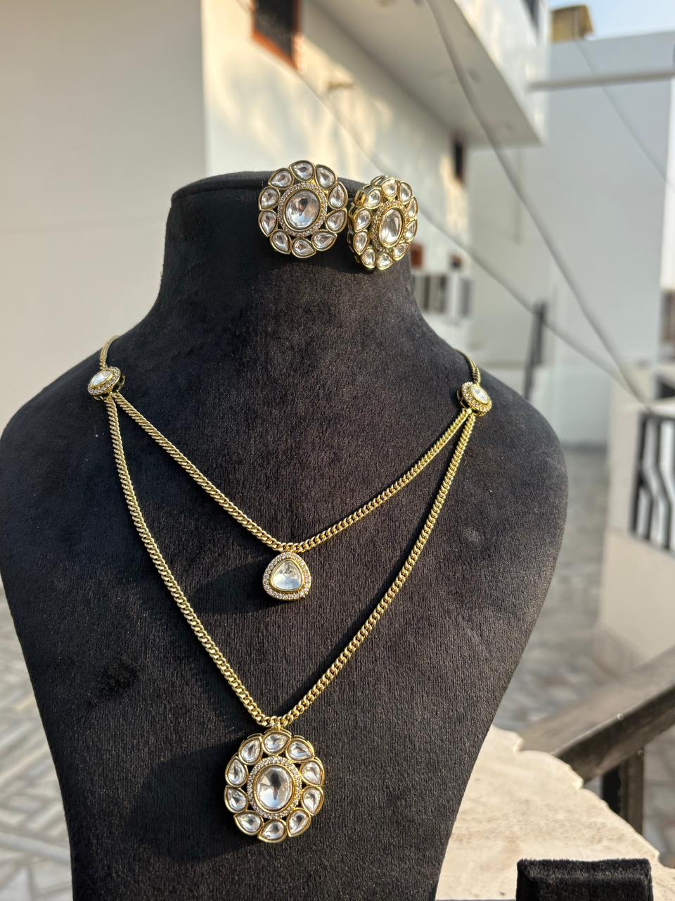 Classic Kundan Dual Layer Necklace Set