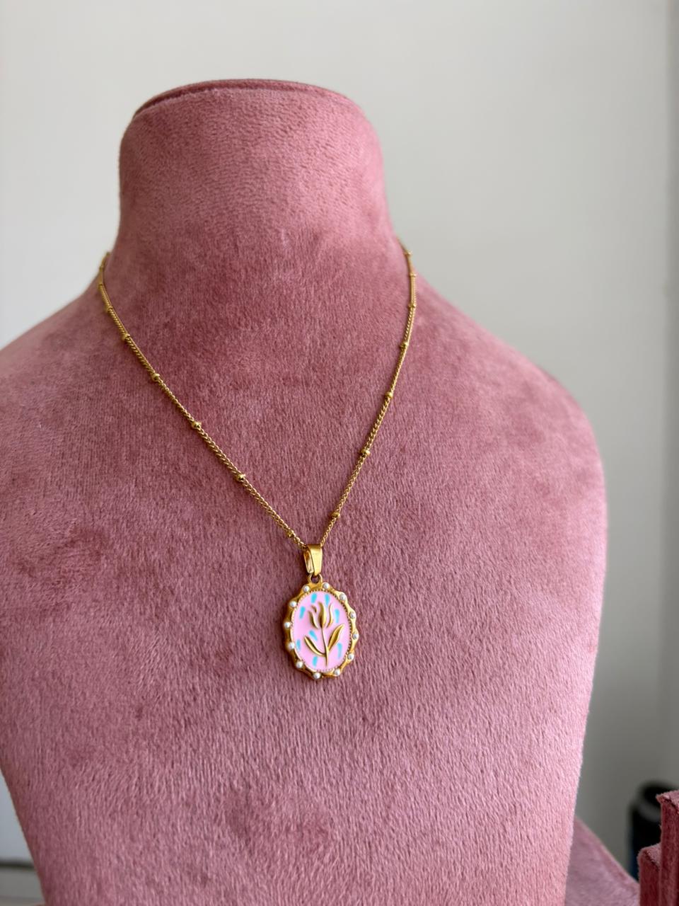 Vintage Bloom Enamel Pendant
