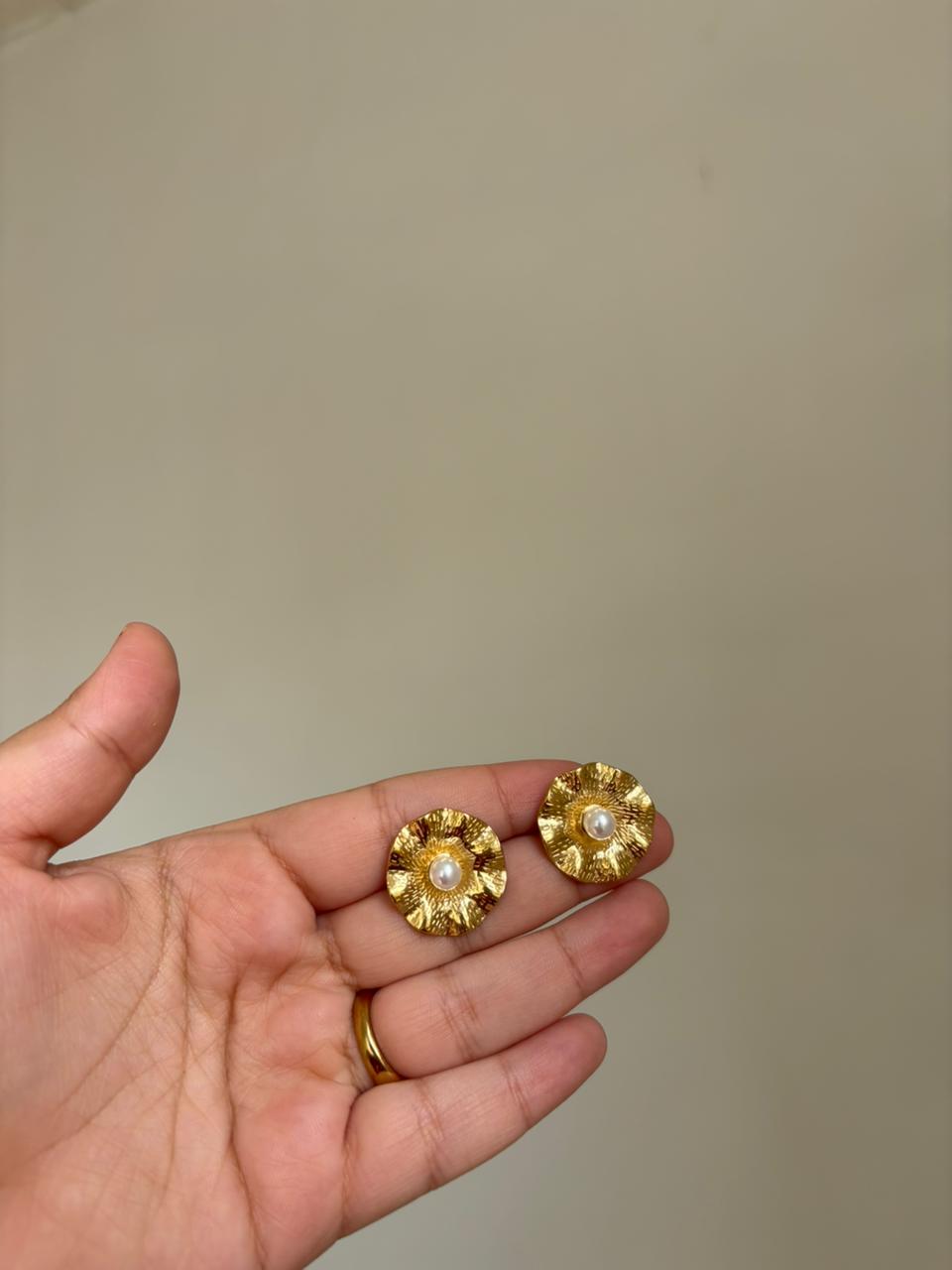 Gilded Petal Pearl Studs