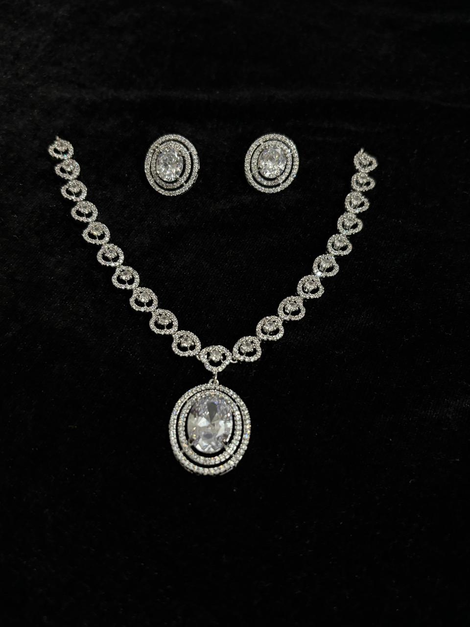 Celeste Halo Crystal Necklace Set