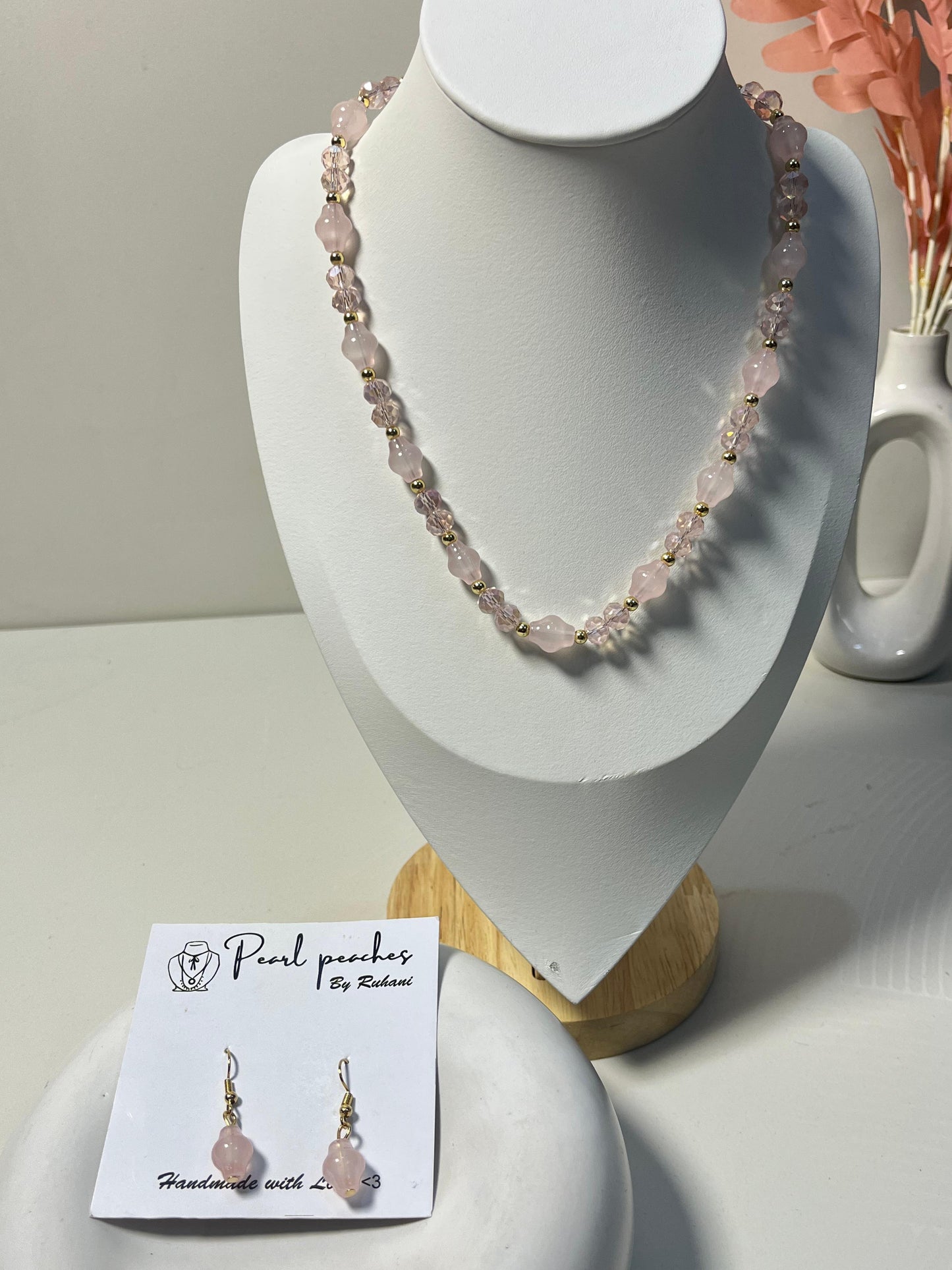 PetalGleam | Light Pink Beaded Set🌸✨