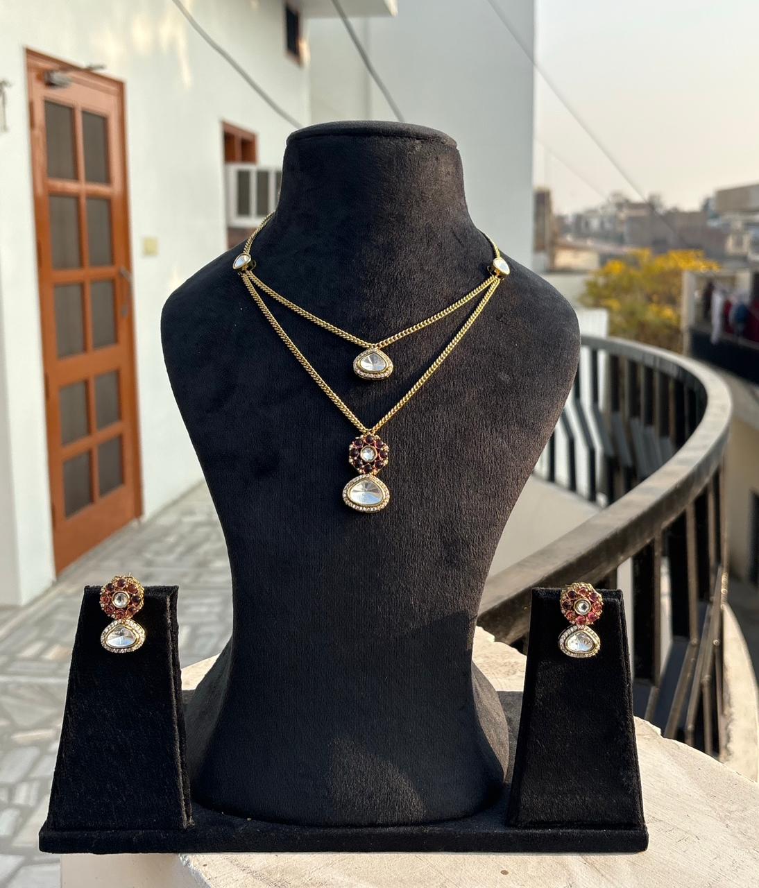 Ruby Charm Layered Pendant Set