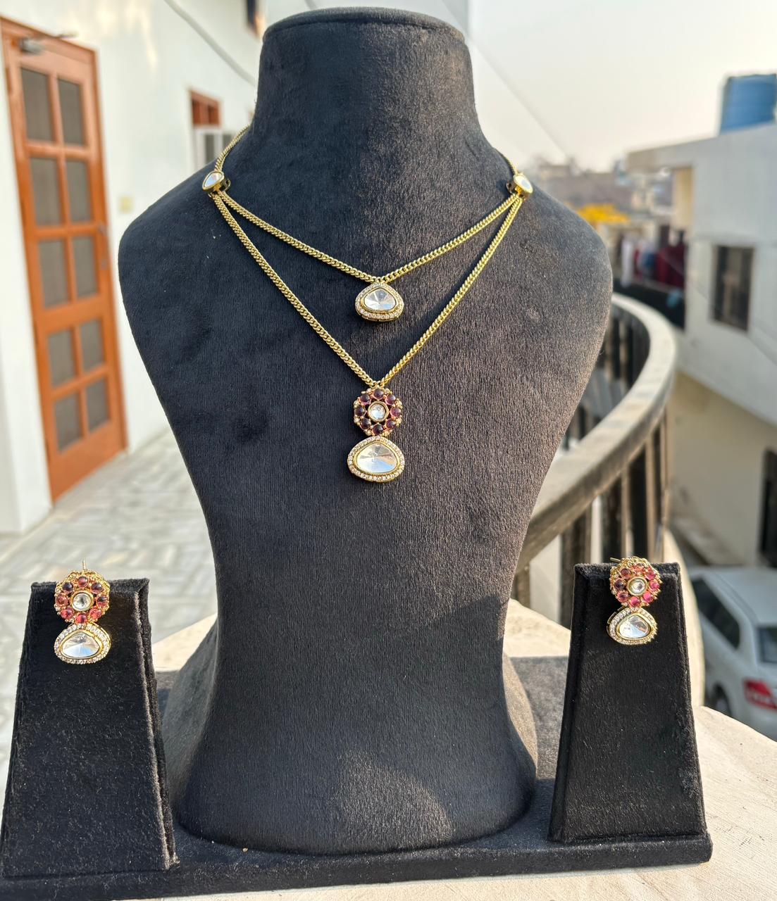 Ruby Charm Layered Pendant Set