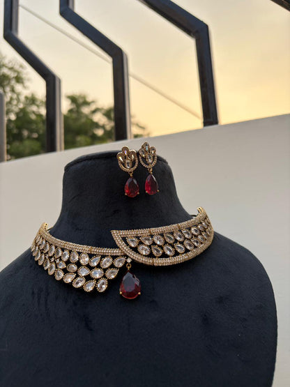 Crimson Drop Kundan Choker Set