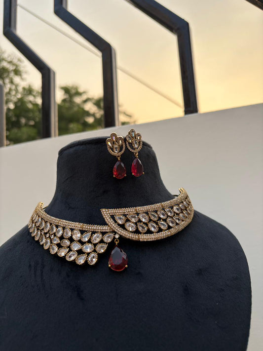 Crimson Drop Kundan Choker Set