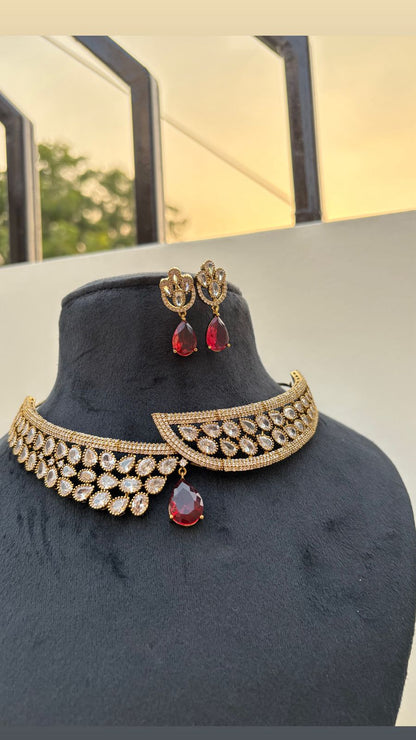 Crimson Drop Kundan Choker Set