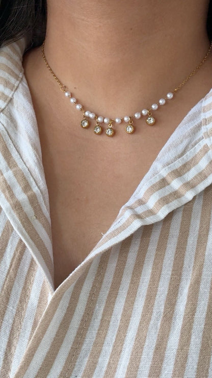 Pearl Charm Dainty Necklace