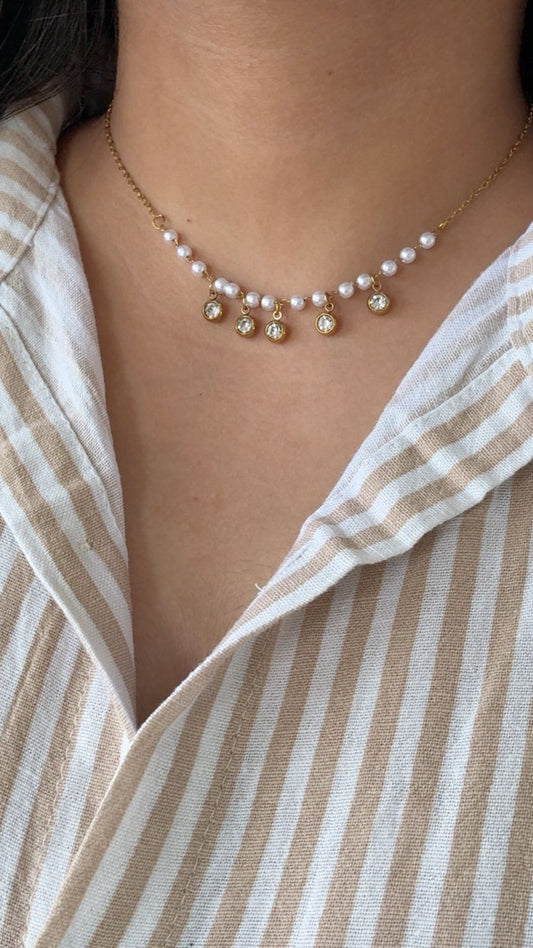Pearl Charm Dainty Necklace
