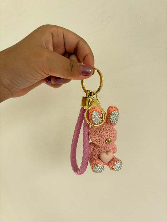 Blushing Heart Lattice Bunny Charm