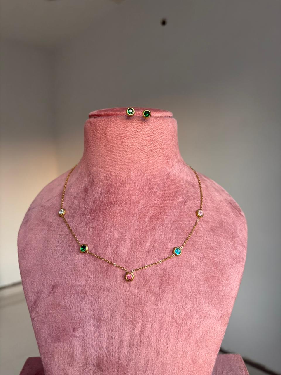 Pastel Gem Station Necklace