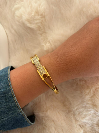 Crystal Edge Gold Bangle