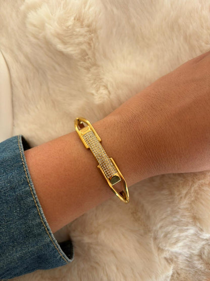 Crystal Edge Gold Bangle