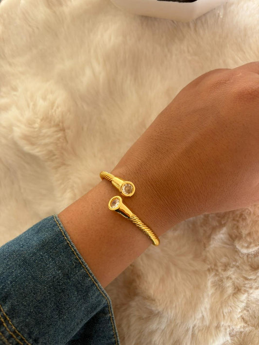Twin Crystal Open Cuff Bracelet