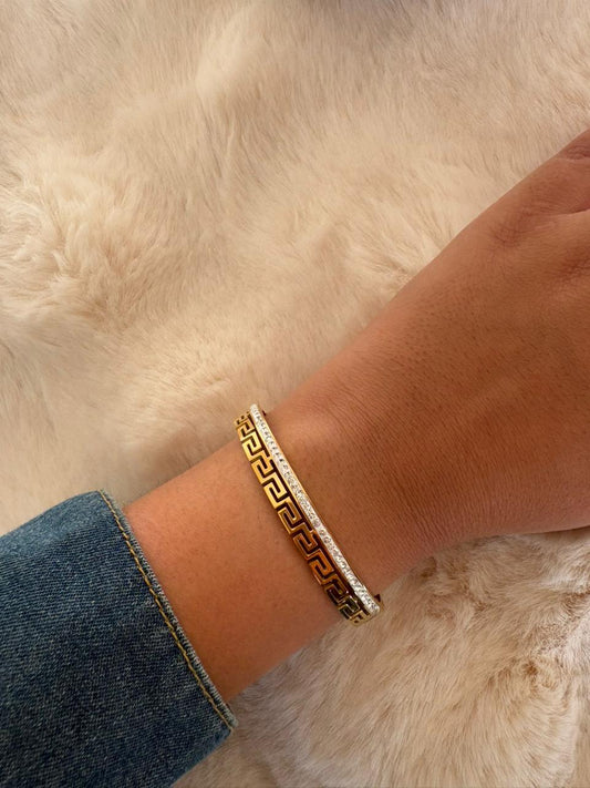Greek Key Crystal Bangle