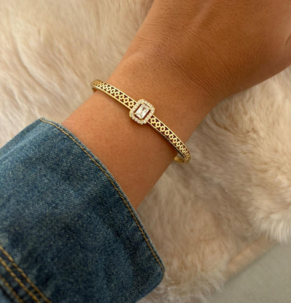 Radiant Halo Geometric Bangle