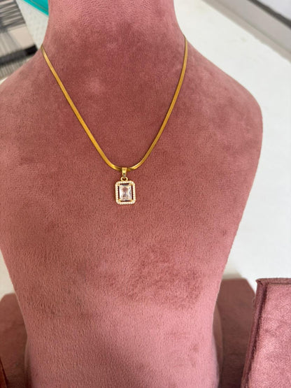 Emerald-Cut Solitaire Halo Necklace
