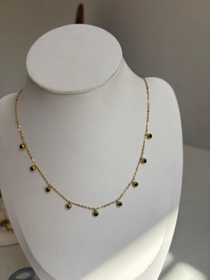 Emerald Green Bezel Drop Necklace