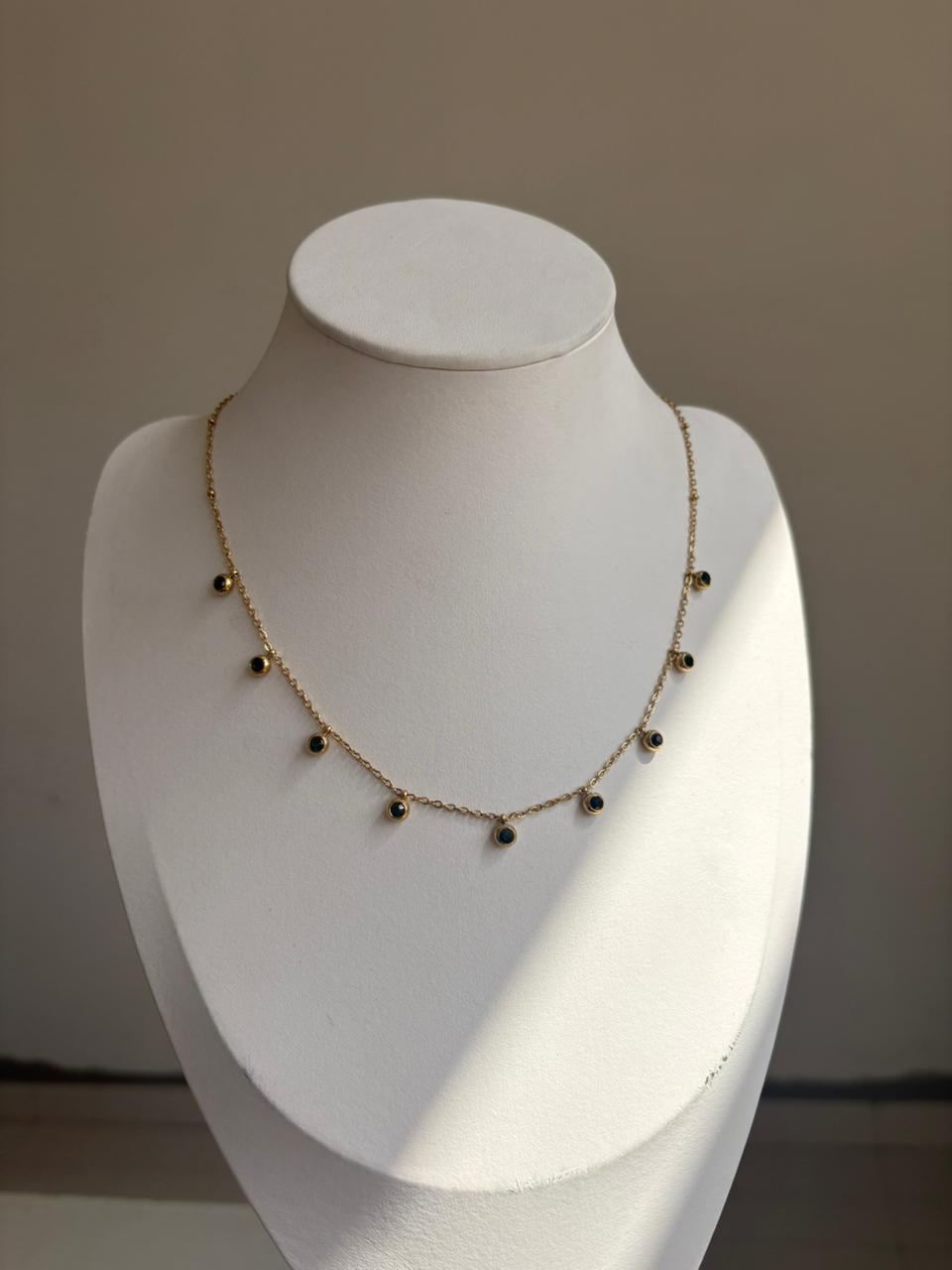 Emerald Green Bezel Drop Necklace