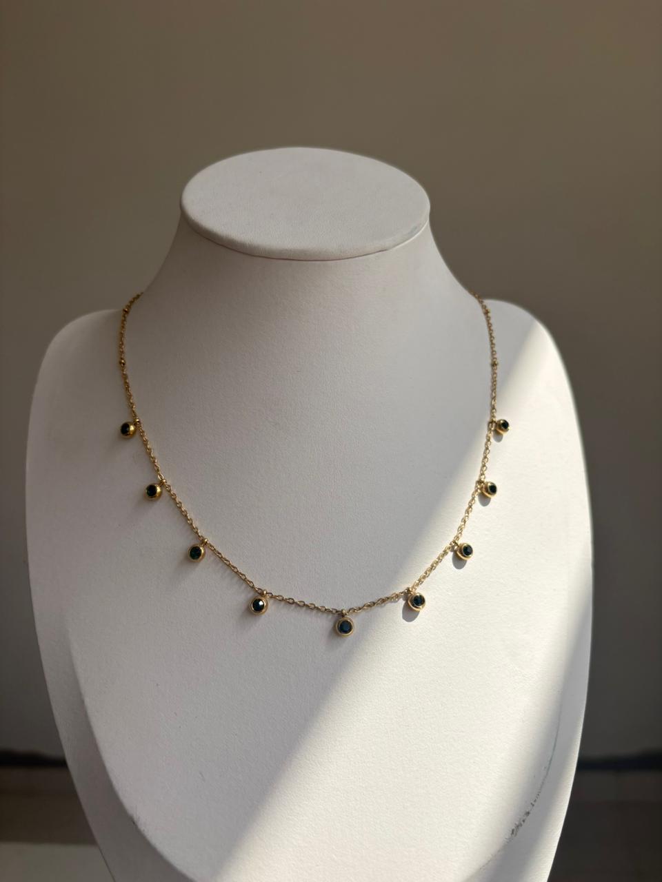 Emerald Green Bezel Drop Necklace