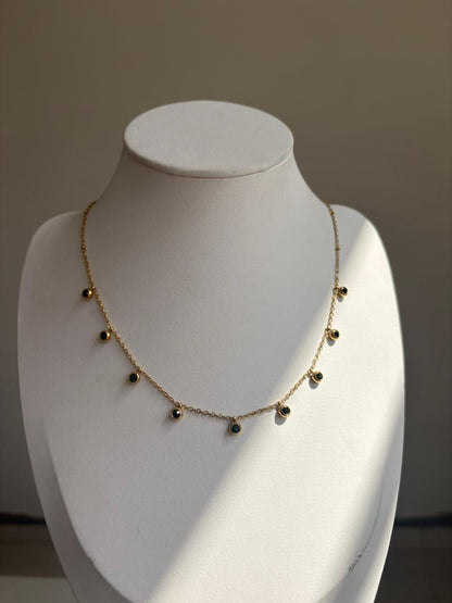 Emerald Green Bezel Drop Necklace