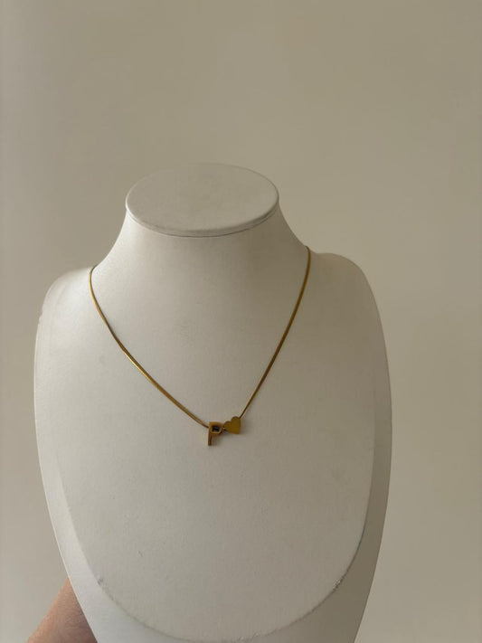 Personalized "P" Initial & Heart Flat Chain