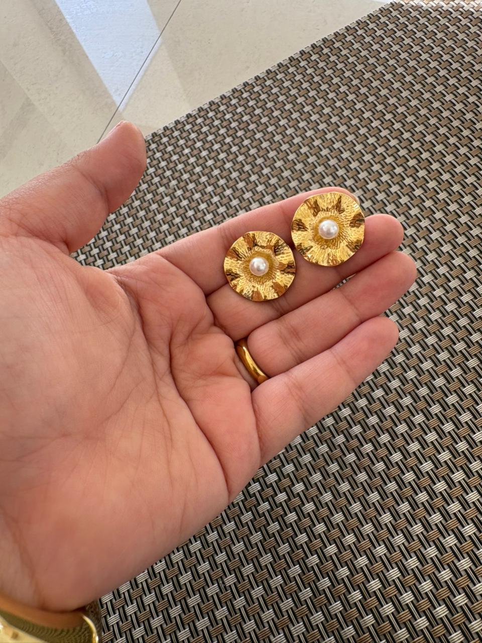 Gilded Petal Pearl Studs