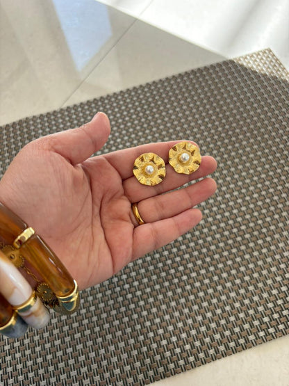 Gilded Petal Pearl Studs