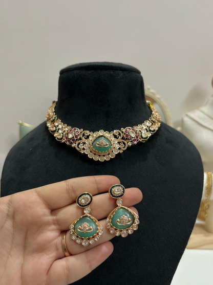 Emerald Kundan Royal Choker Set