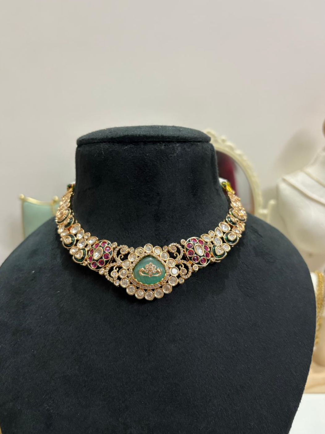Emerald Kundan Royal Choker Set