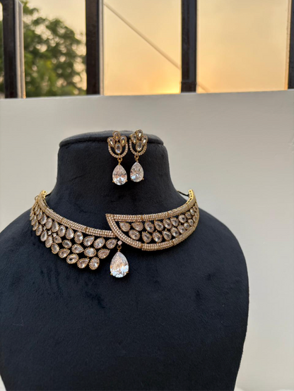 Crystal Teardrop Luxe Choker Set
