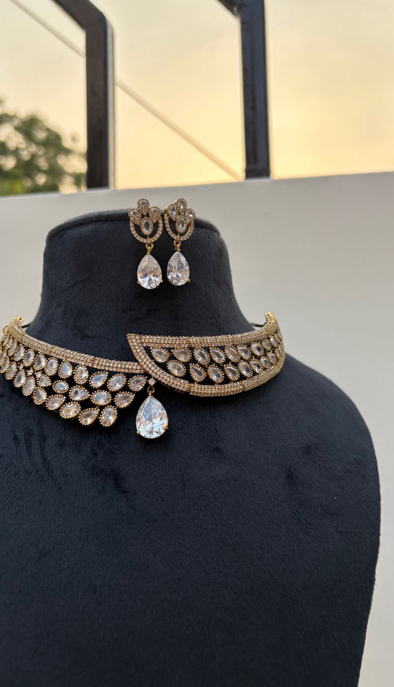 Crystal Teardrop Luxe Choker Set