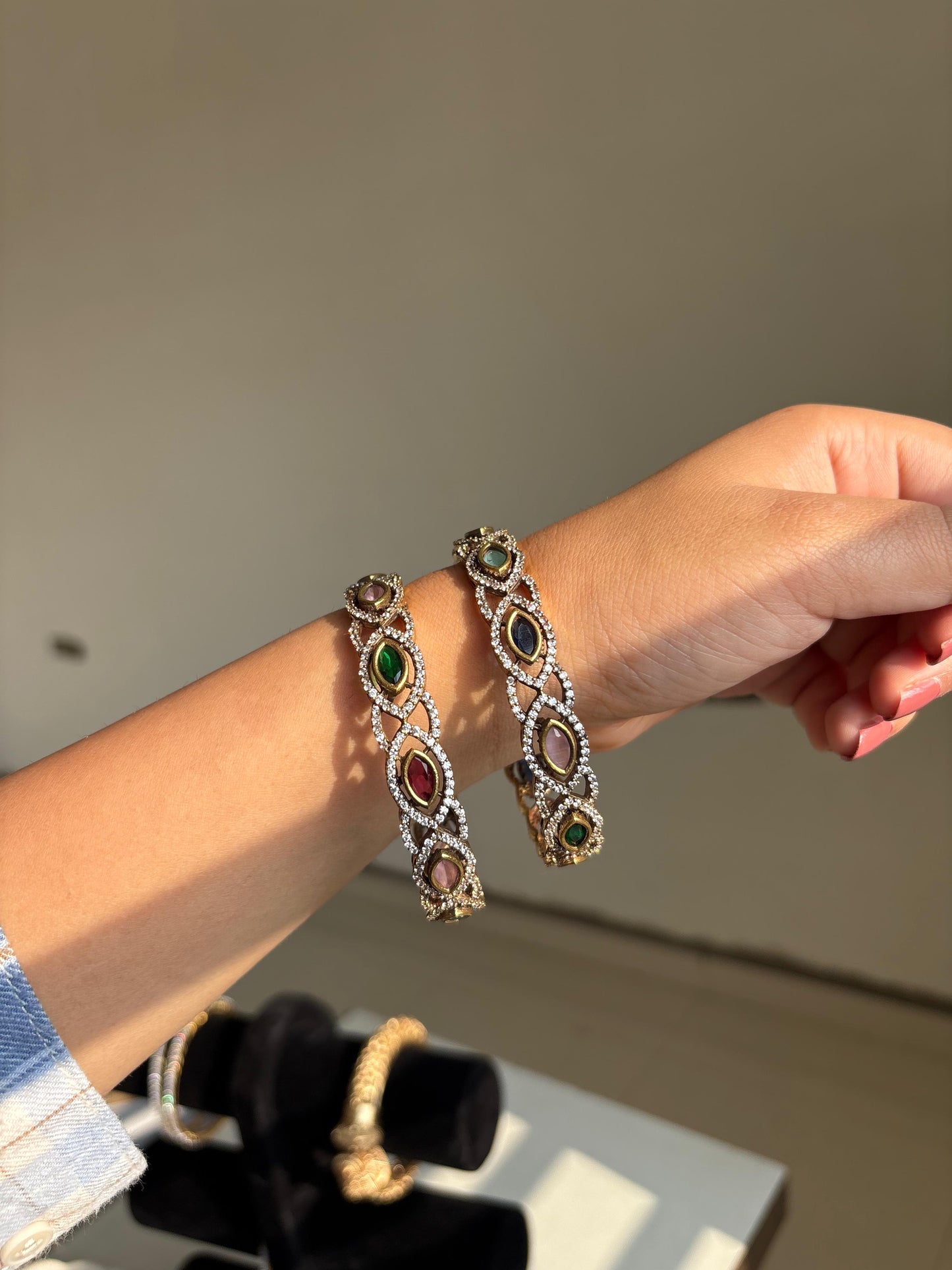Polki Fusion Stone Bangles