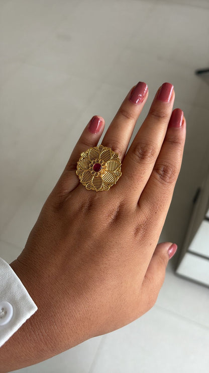 Floral Filigree Statement Ring