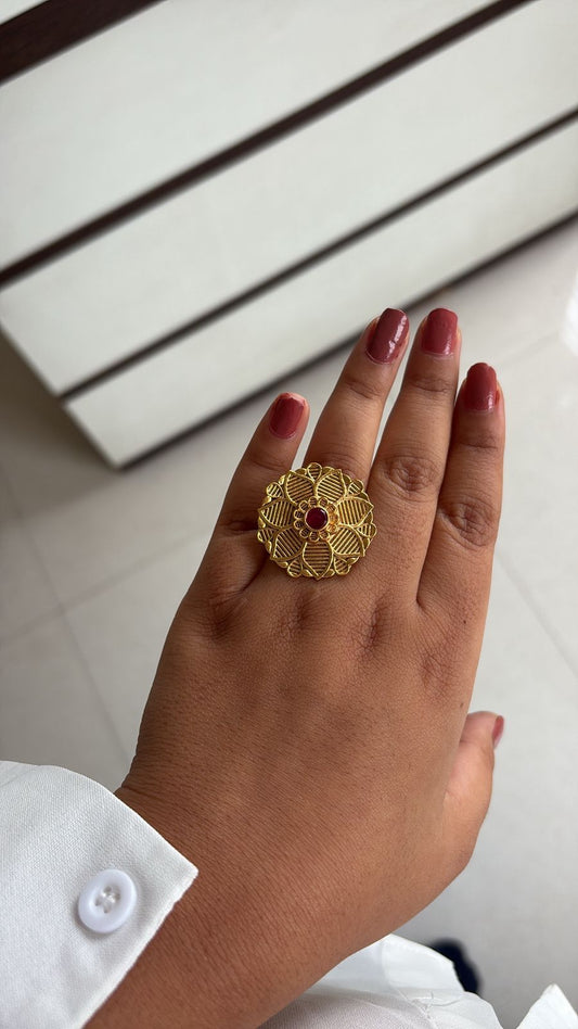 Floral Filigree Statement Ring