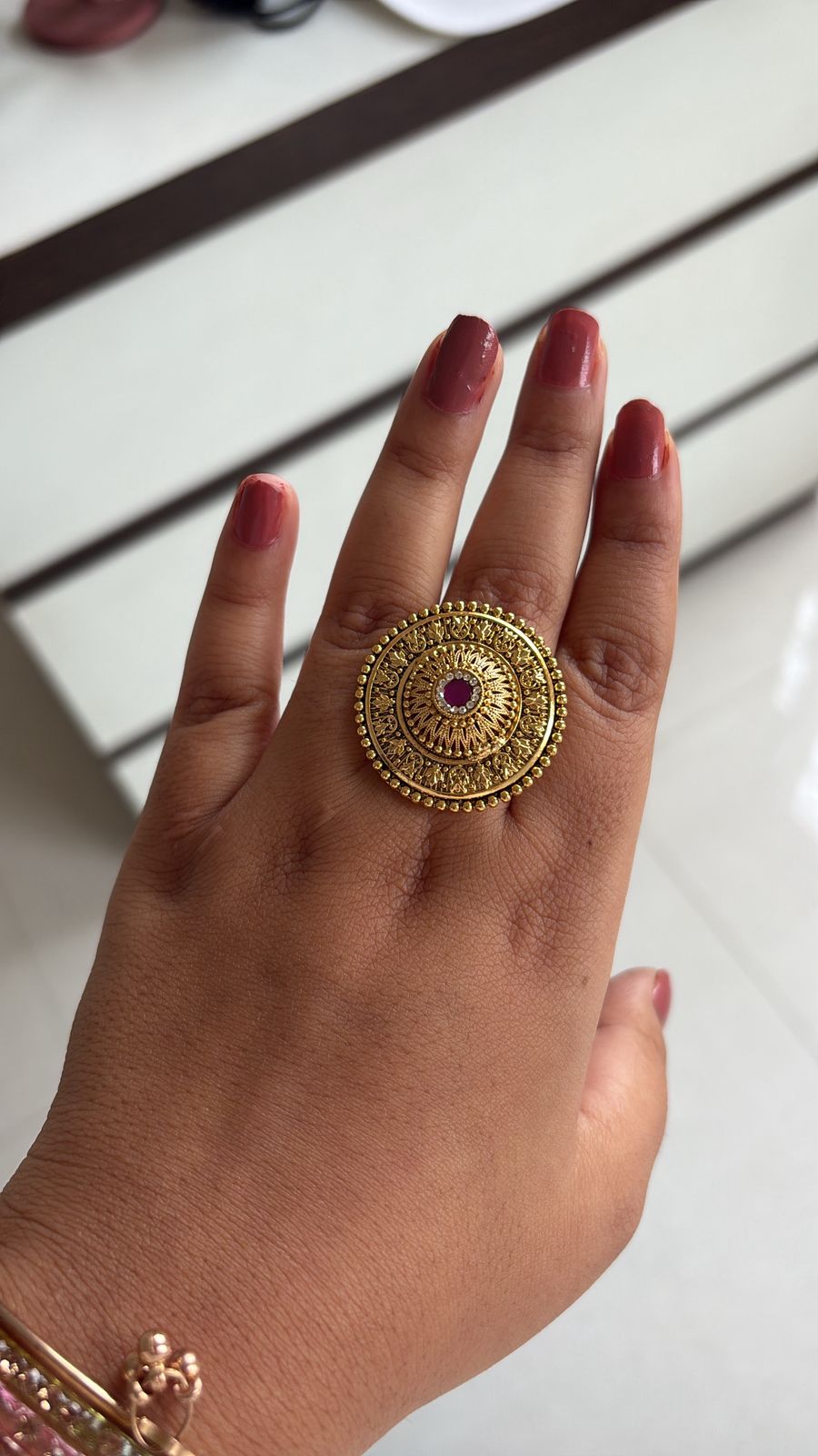 Vintage Mandala Disc Ring