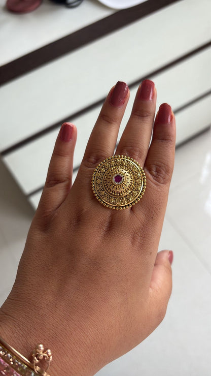 Vintage Mandala Disc Ring