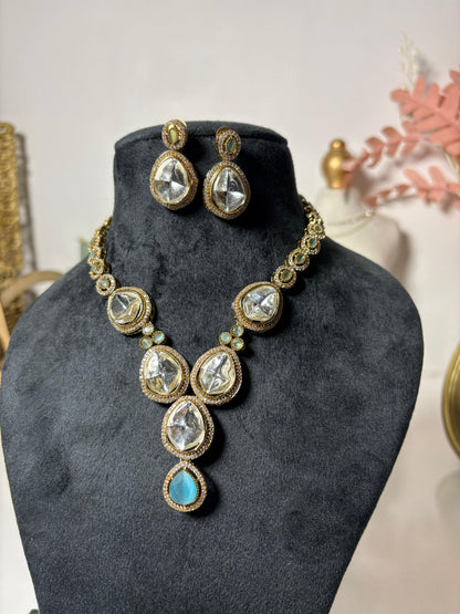 Aqua Kundan Elegance Necklace Set