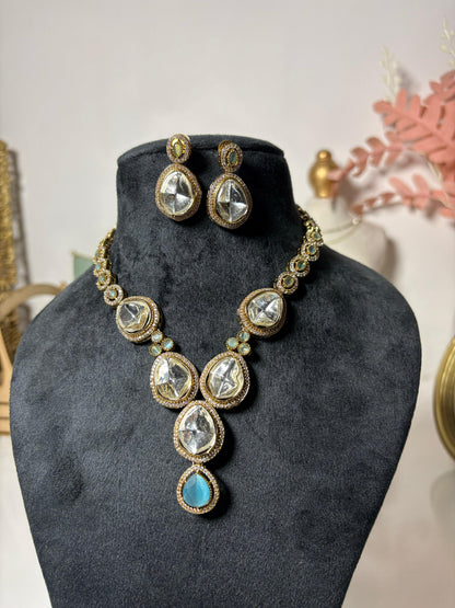 Aqua Kundan Elegance Necklace Set