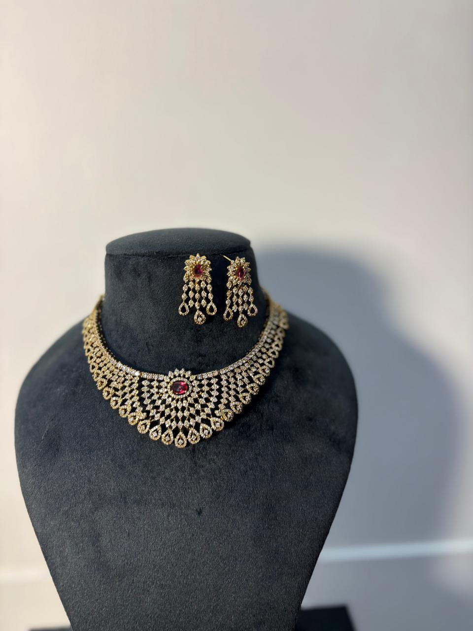 Ruby Net Crystal Choker Set