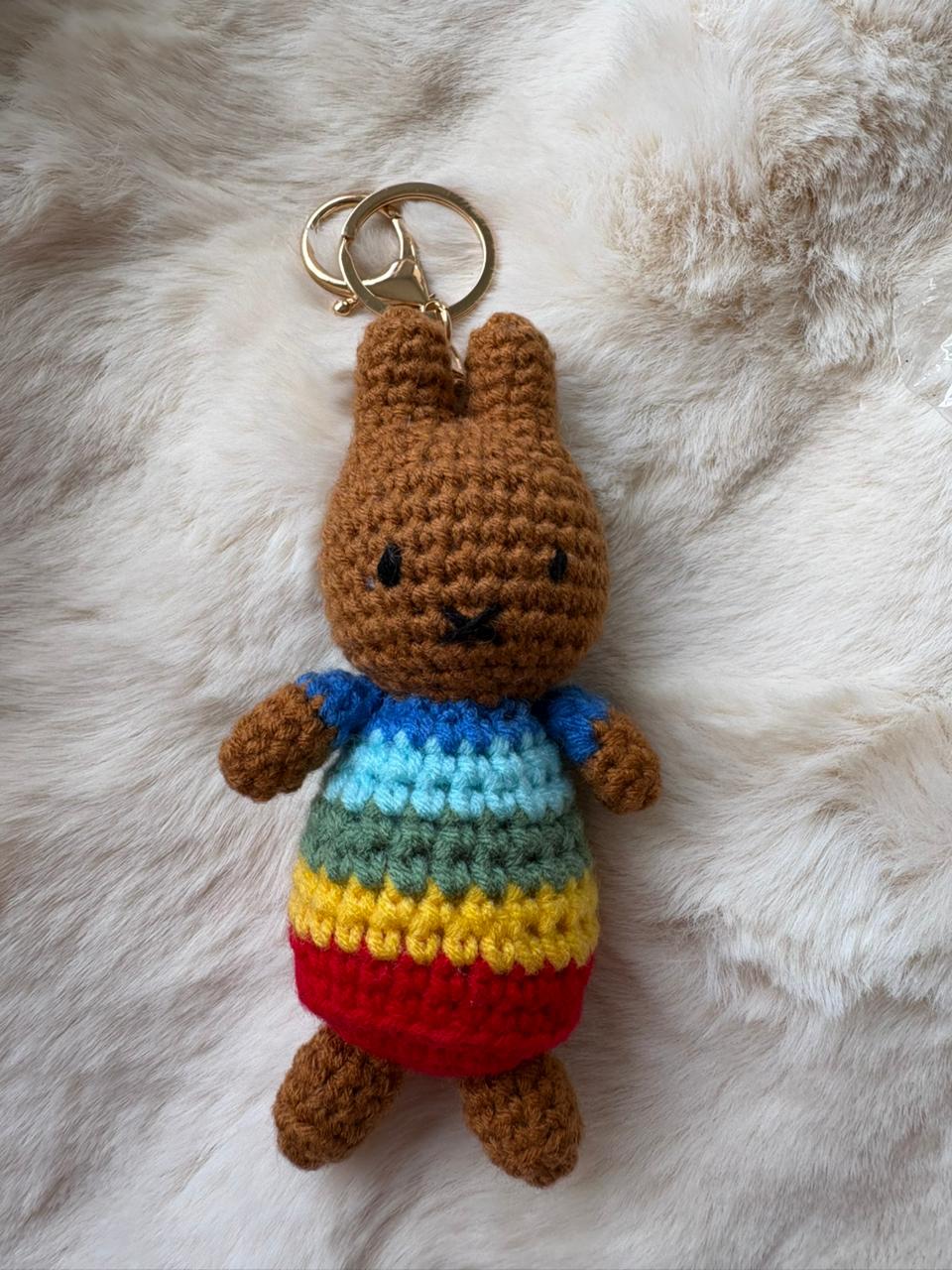 Rainbow Bear Crochet Keychain