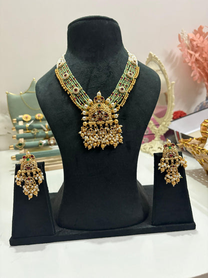 Temple Pearl Mint Statement Set