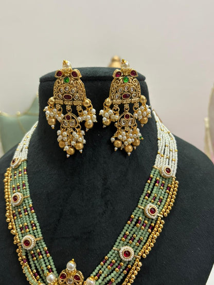 Temple Pearl Mint Statement Set