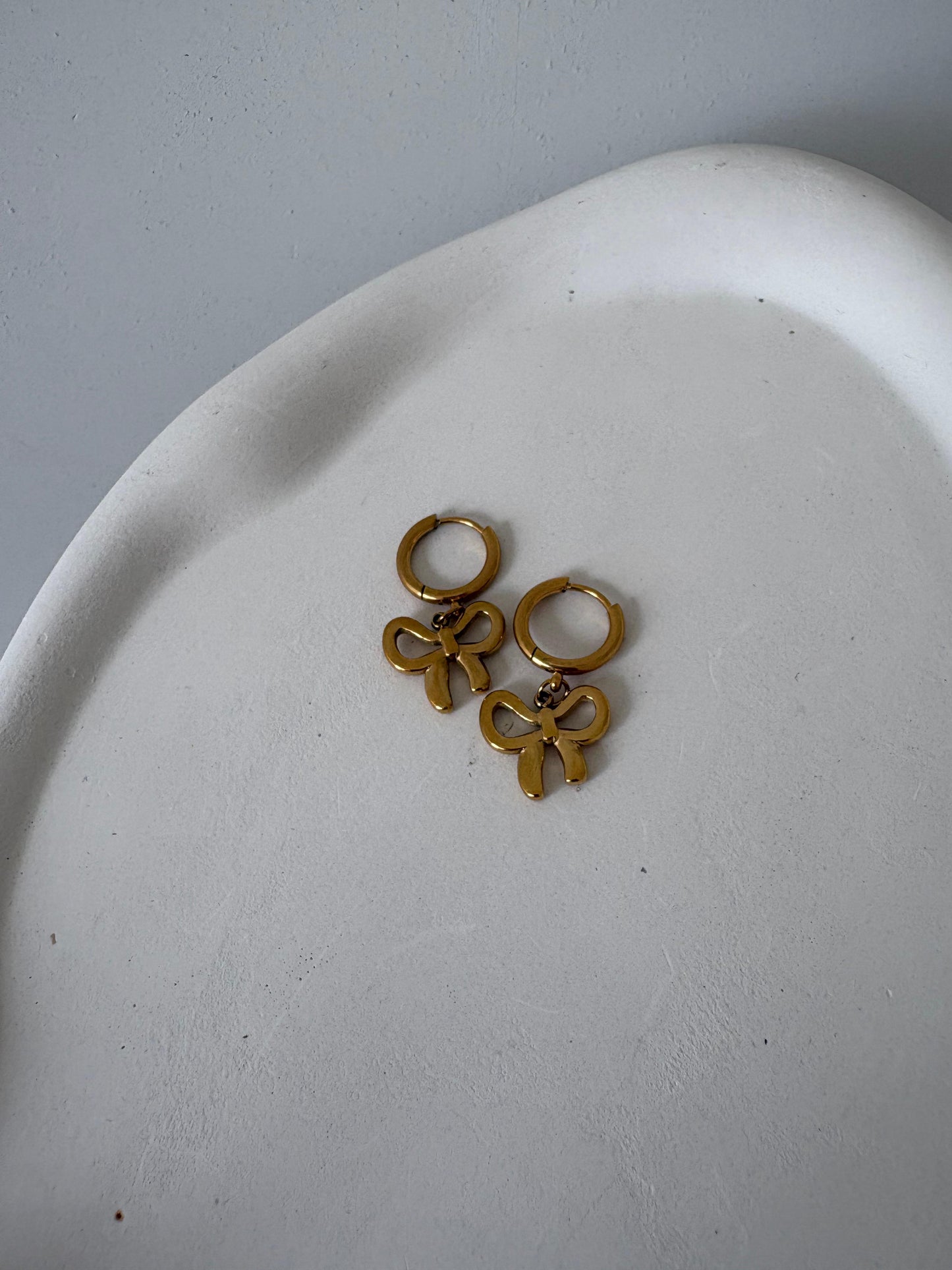 Golden Bow Mini Hoops
