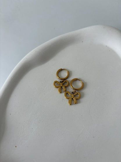 Golden Bow Mini Hoops