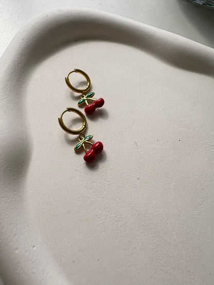 Cherry Pop Charm Hoops