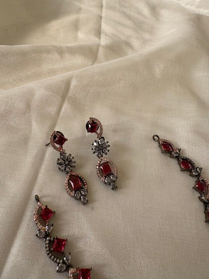 Crimson Bloom Bridal Set