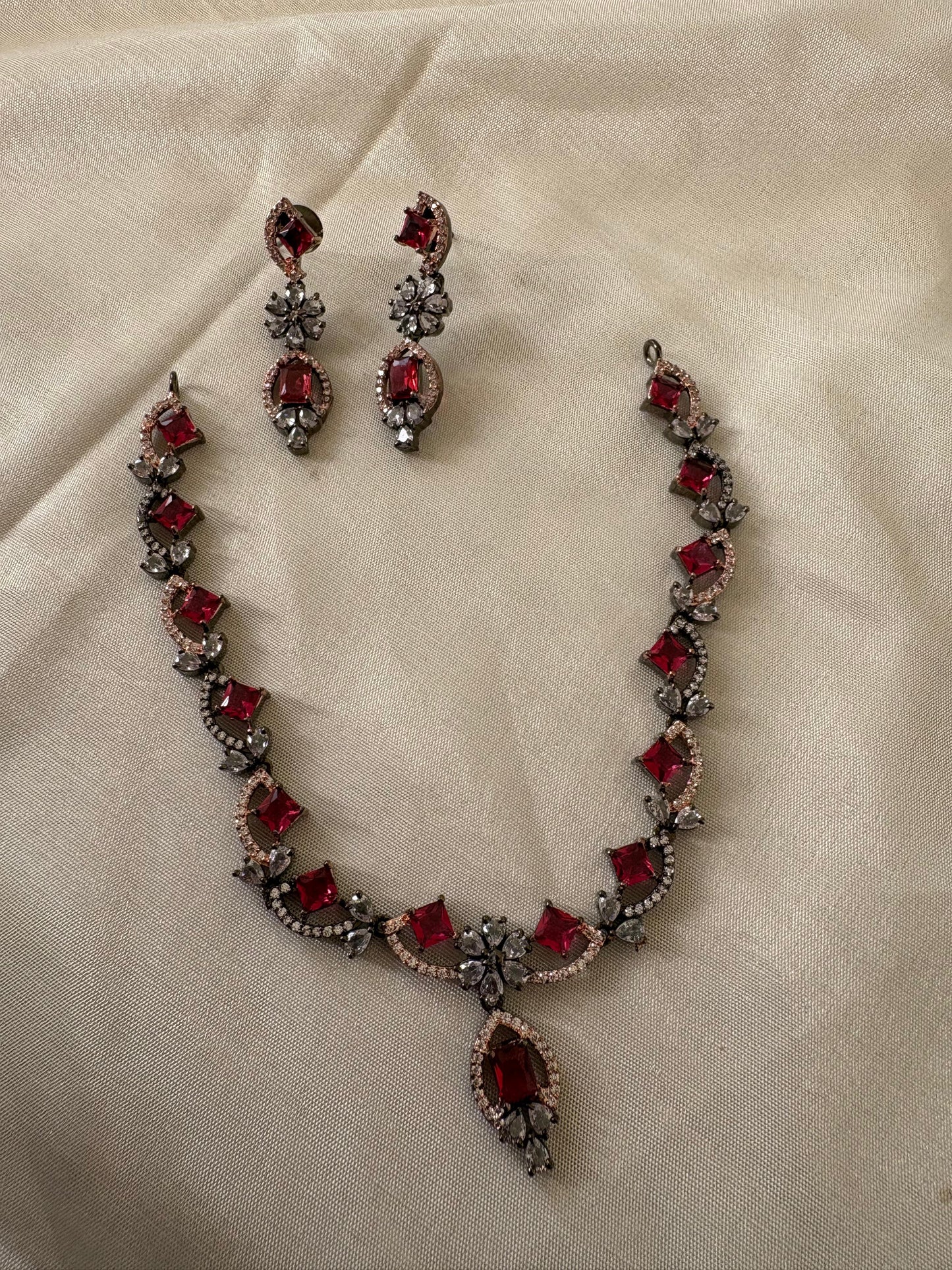 Crimson Bloom Bridal Set