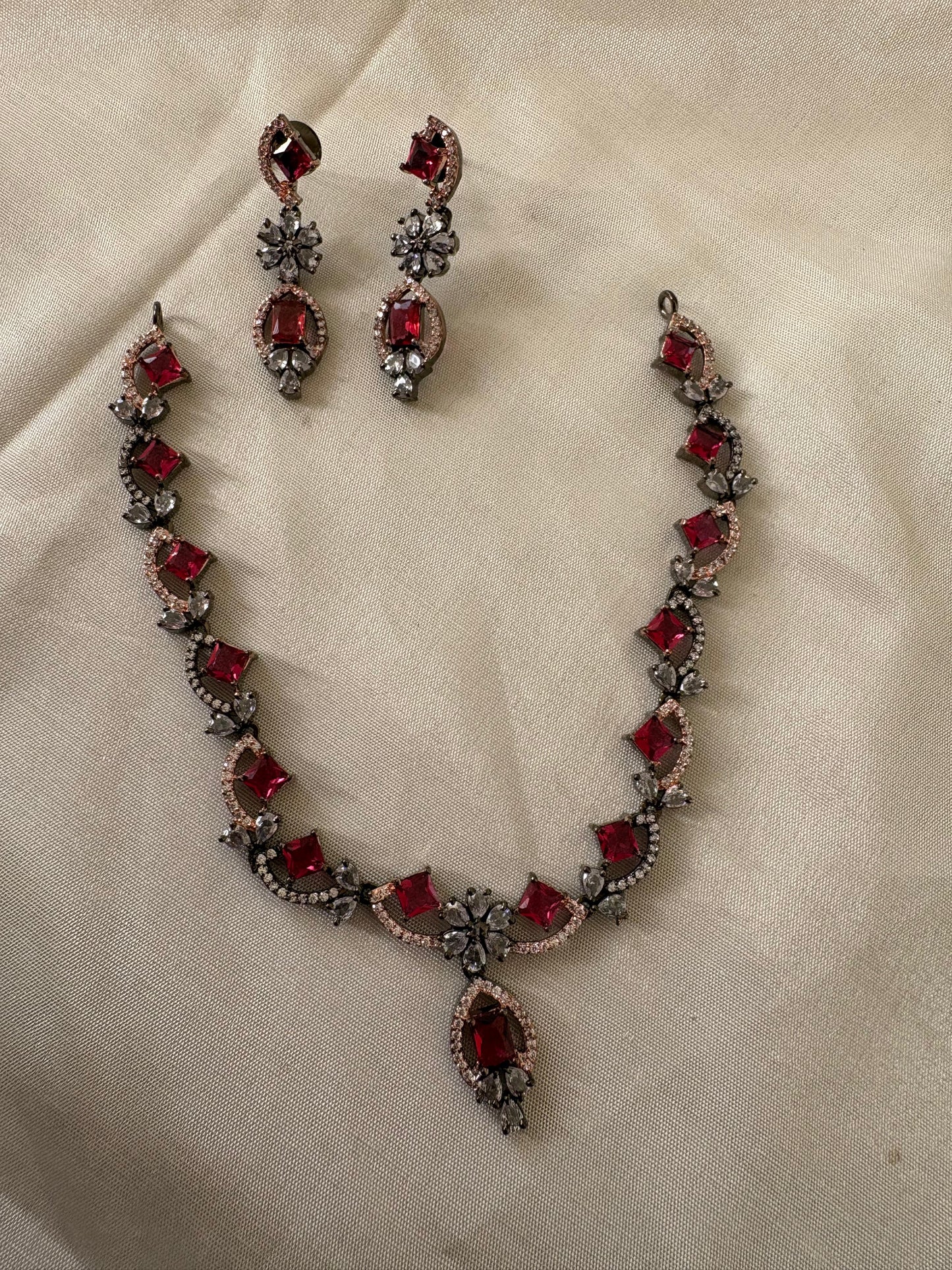 Crimson Bloom Bridal Set